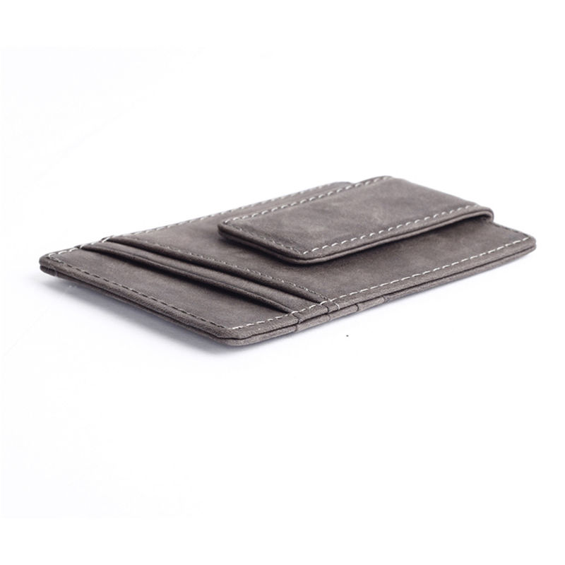 WALLET Leather Money Clip Wallet - Grey